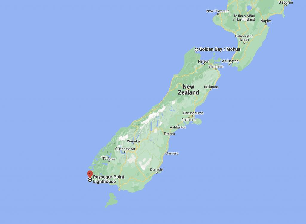 New Zealand map showing Kilgour's walk