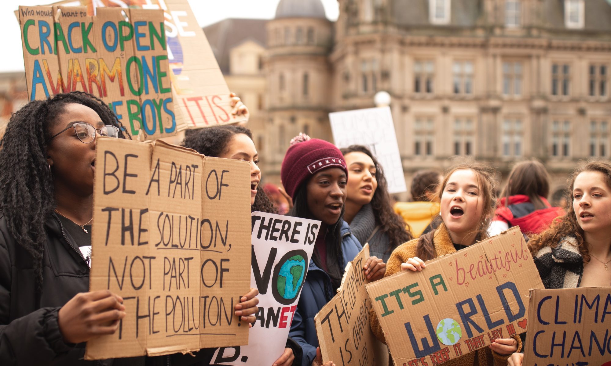 People protesting the climate change inaction