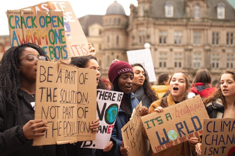 People protesting the climate change inaction