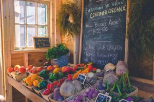 Fruit and vegetables on a market stall