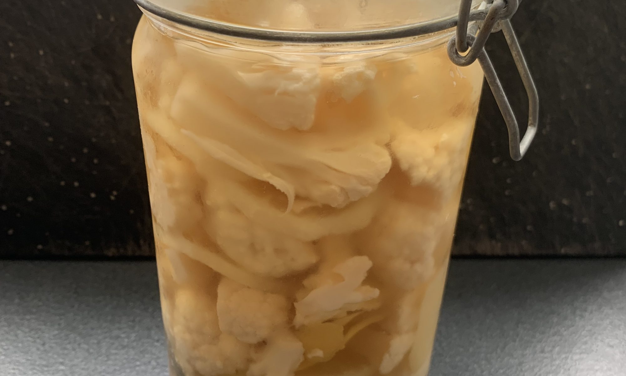 Cauliflower lemon pickle in a jar