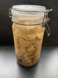 Cauliflower lemon pickle in a jar